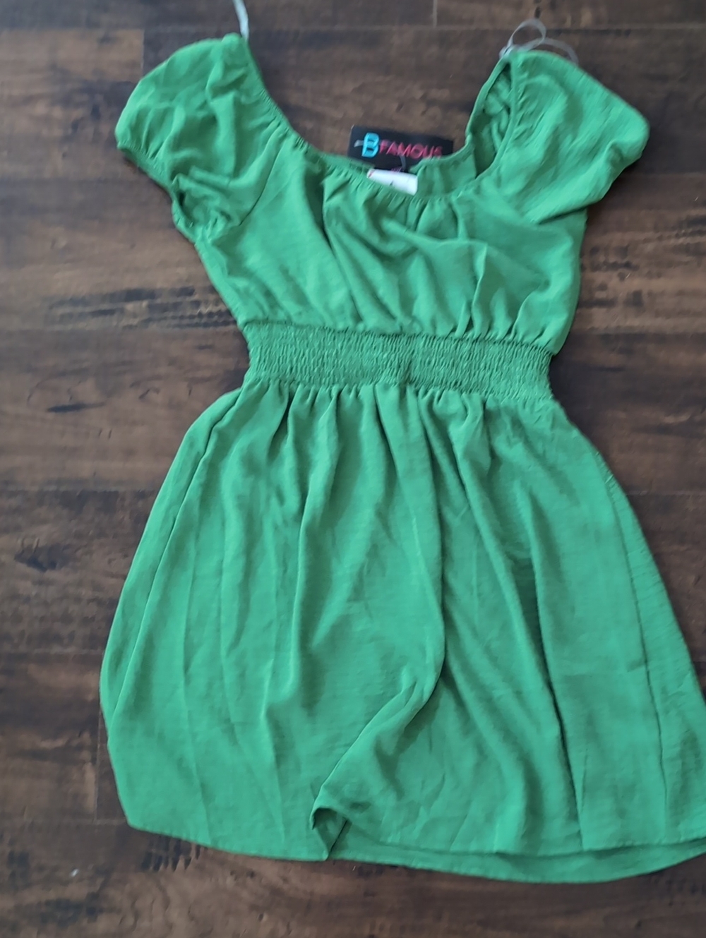 B FAMOUS Green Smocked Dress